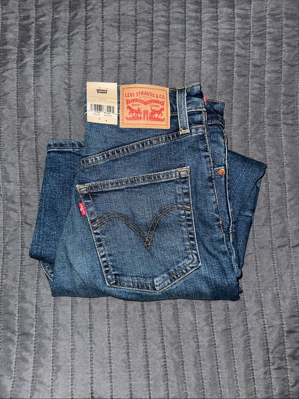 Levi's Women's Blue Straight Leg Jeans with Red Tab